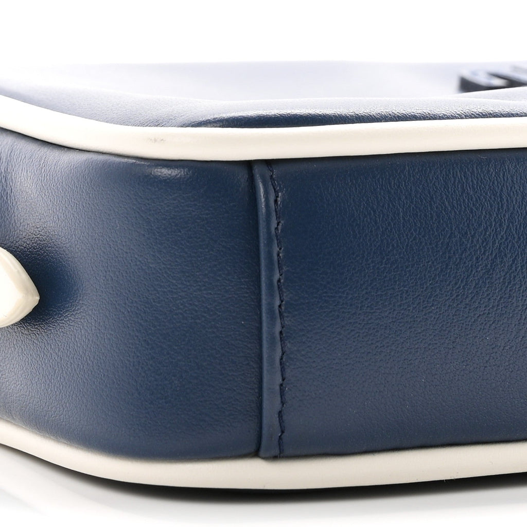 Calfskin Softy Mini Beau Contrast Top Handle Bag Bluette White