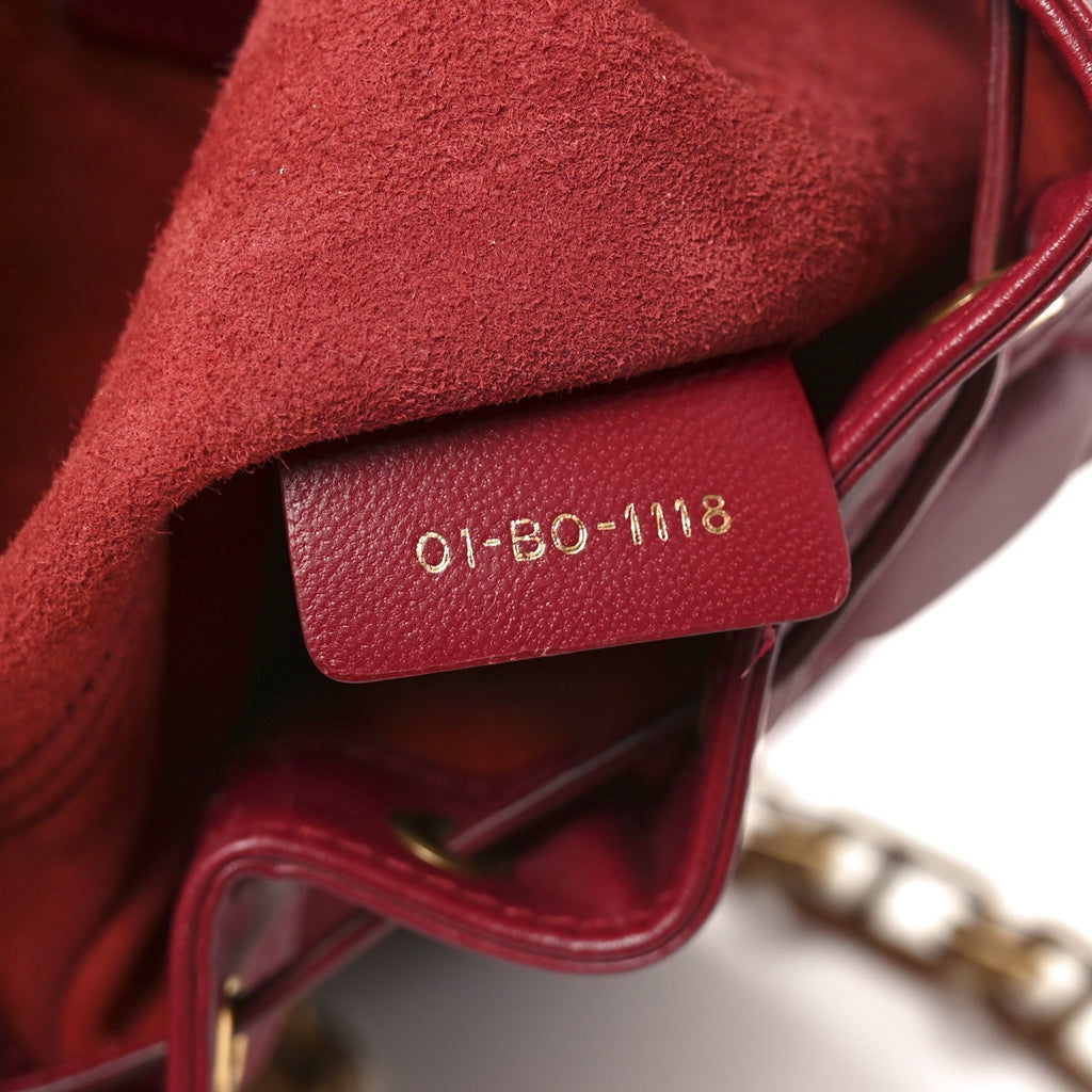 Lambskin Cannage Miss Dior Bucket Bag Cherry Red