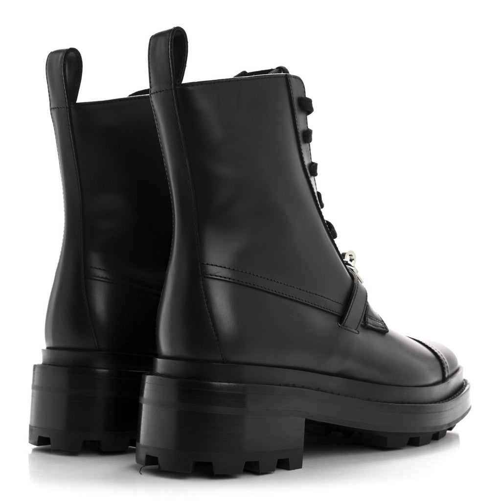 Glossed Calfskin Funk Ankle Boots 36 Black