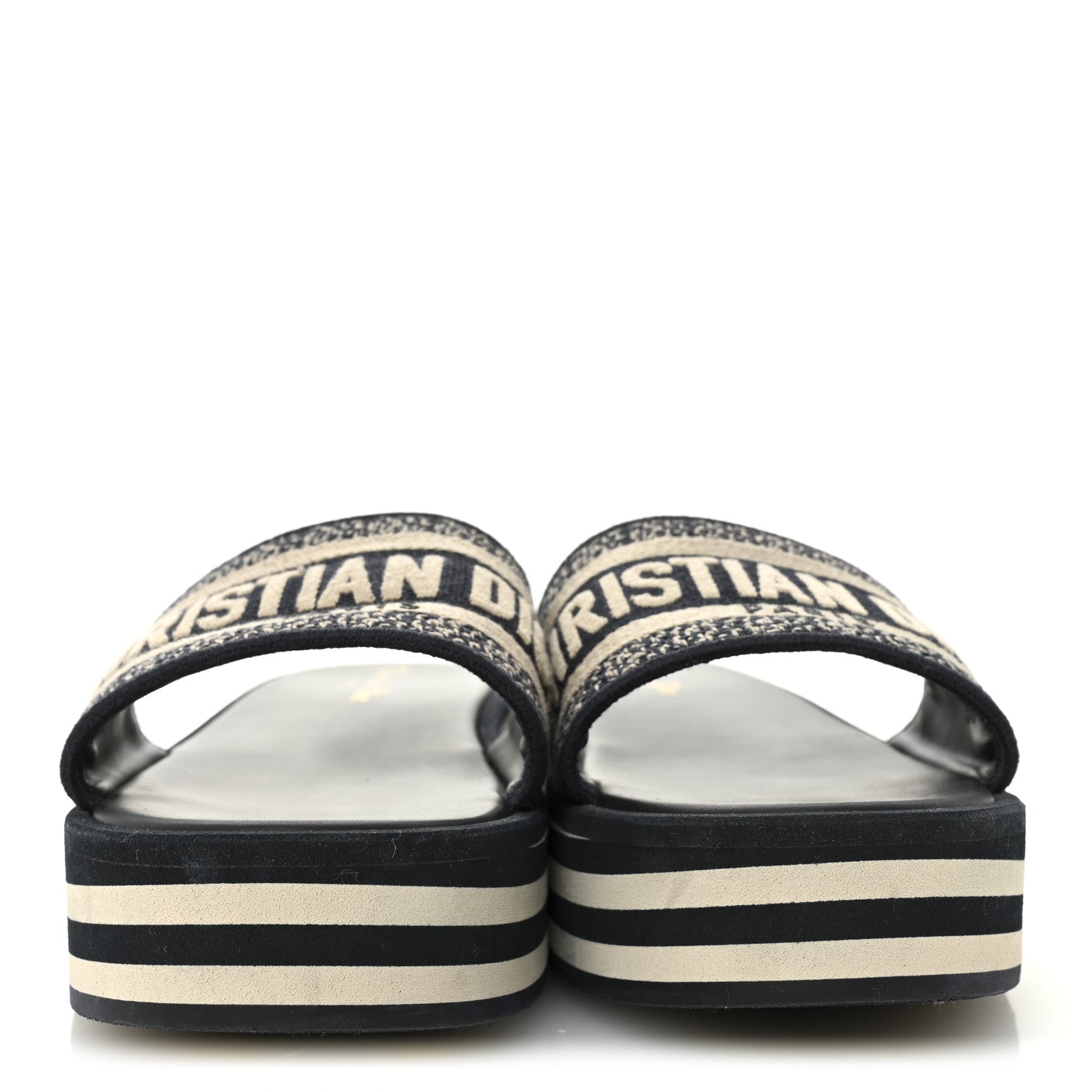 Canvas Embroidered D-Way Platform Sandals 39.5 Deep Blue