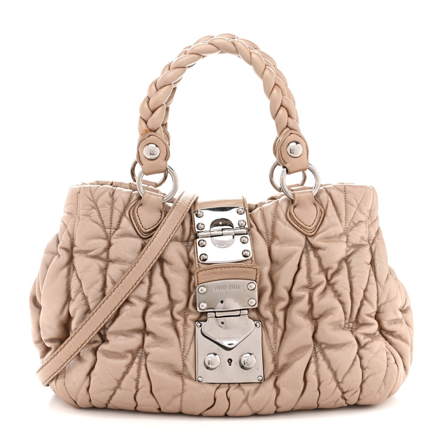 Metallic Nappa Matelasse Top Handle Satchel Cammeo