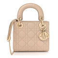 Lambskin Cannage Mini Lady Dior Powder Beige