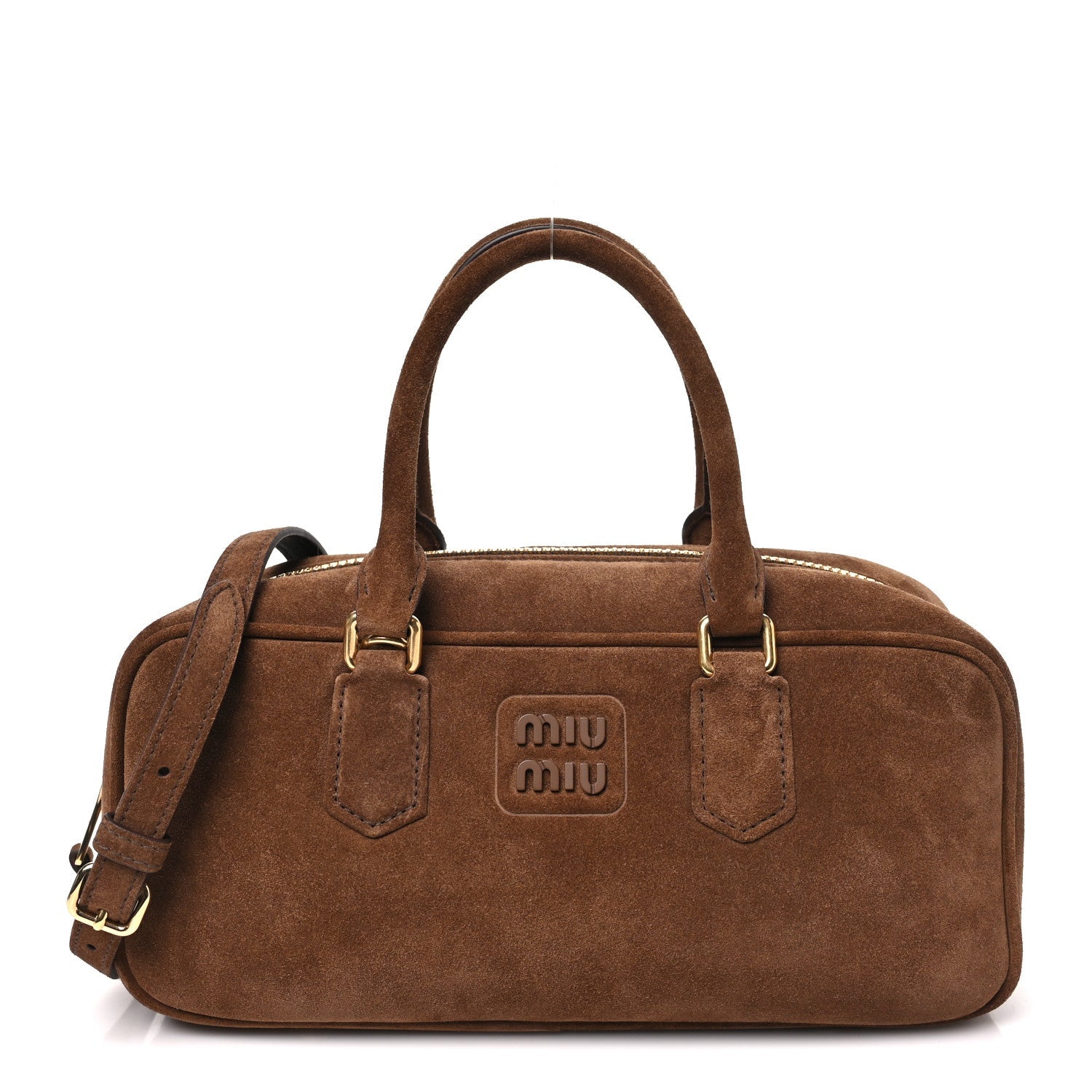 Suede Padded Regular Arcadie Top Handle Bag Cacao