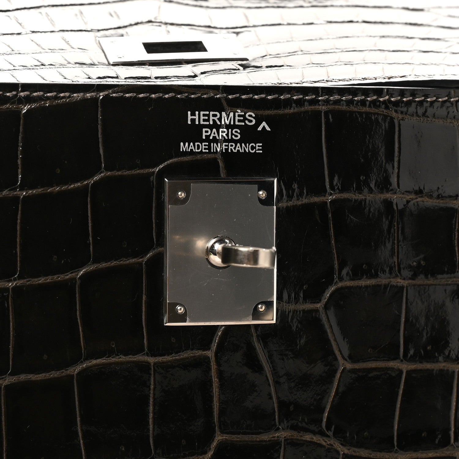 Shiny Porosus Crocodile Kelly Sellier 35 Graphite
