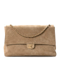 Suede Calfskin Souplissimo Maxi Flap Dark Beige