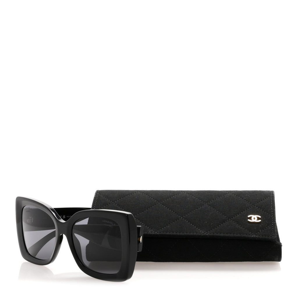 Acetate CC Polarized Square Sunglasses 5555 Black