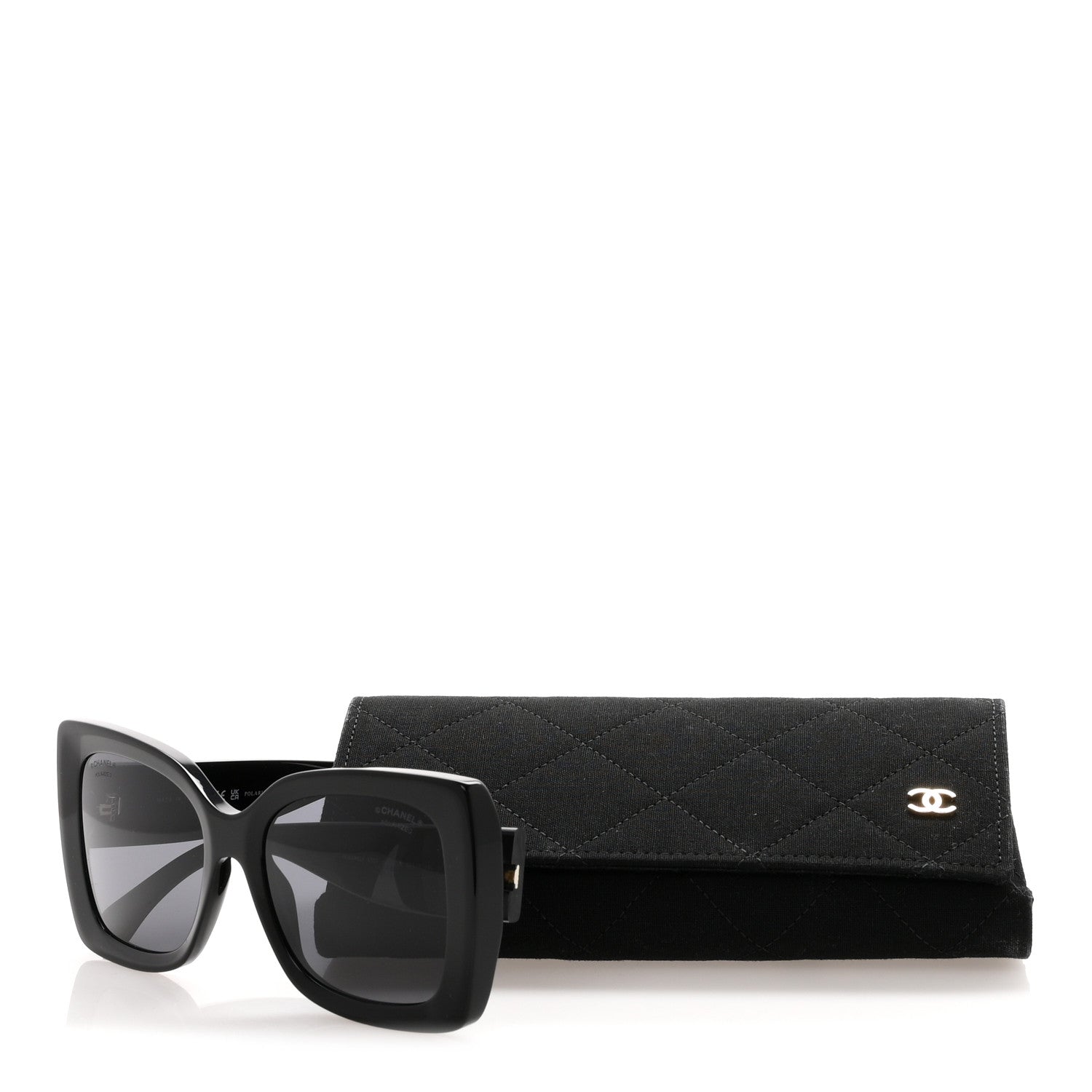 Acetate CC Polarized Square Sunglasses 5555 Black