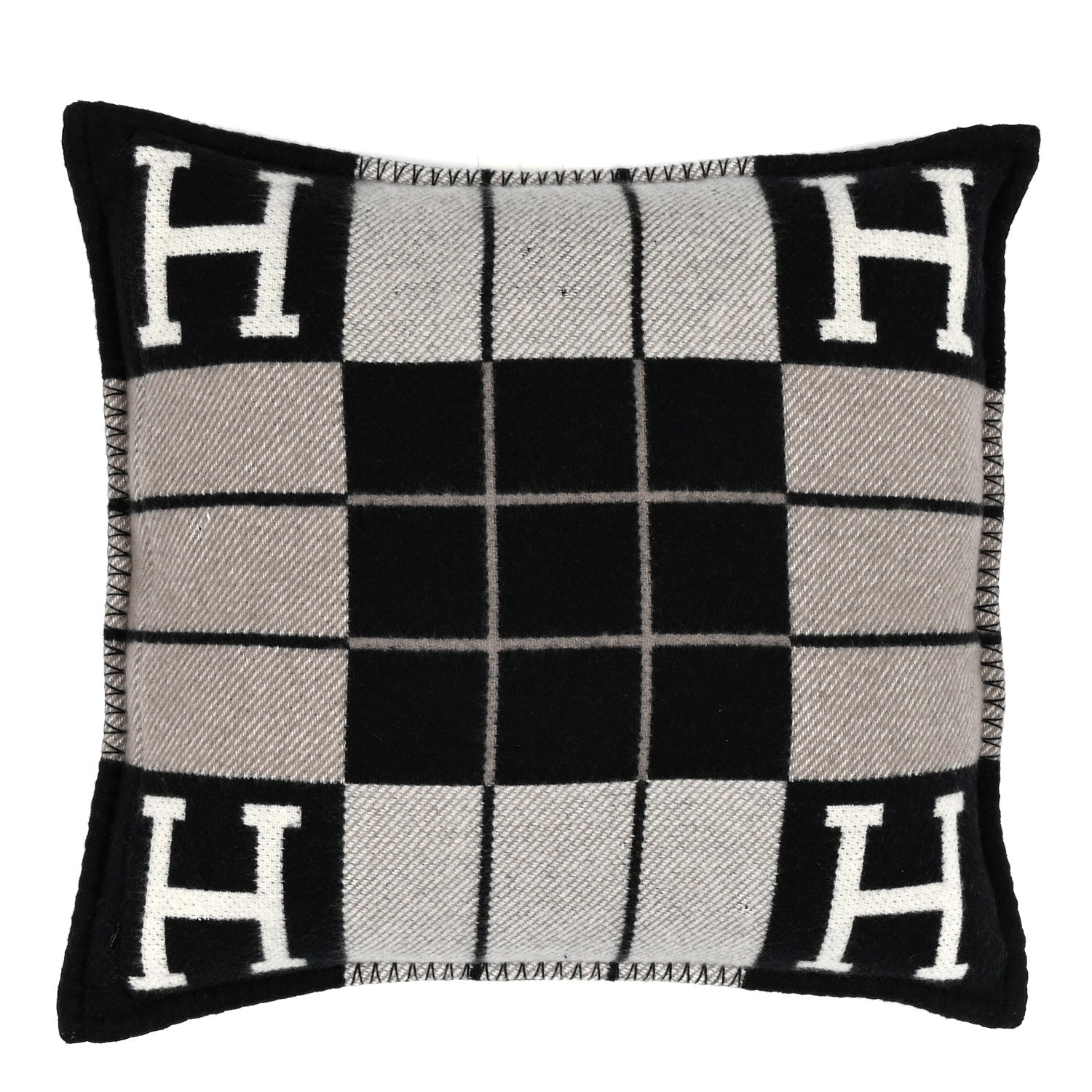 Wool Cashmere Avalon III Pillow PM Ecru Black