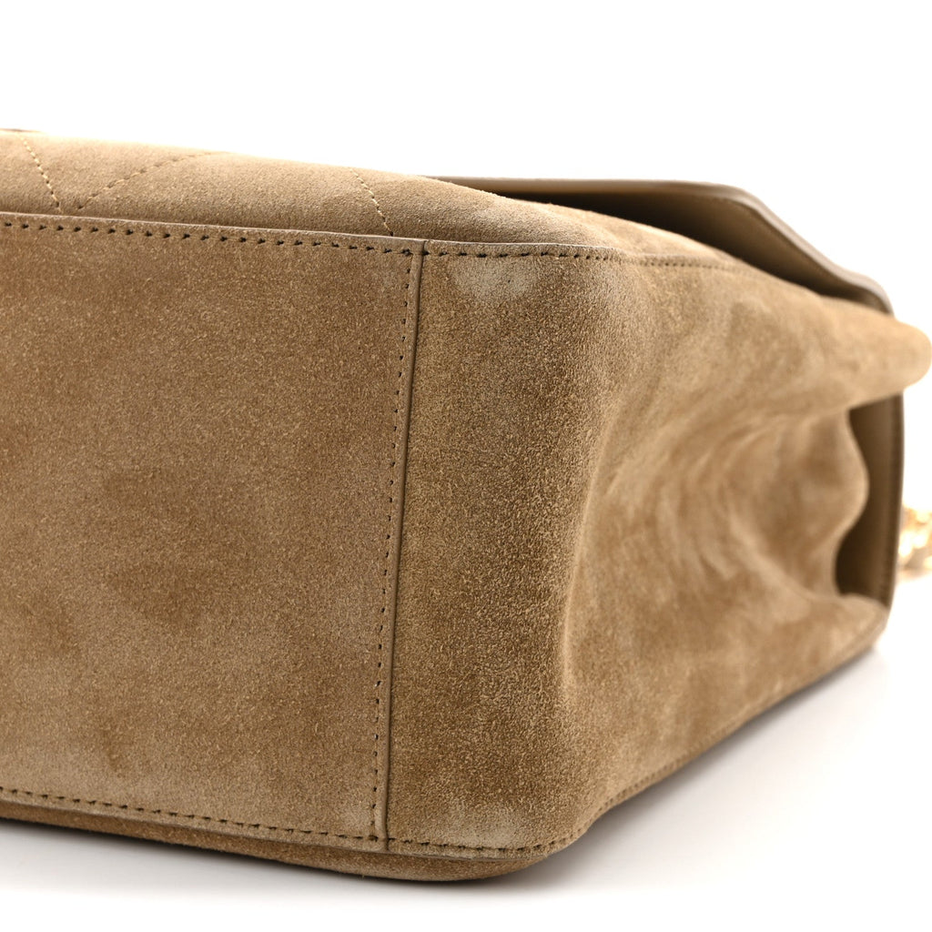 Suede Calfskin Souplissimo Maxi Flap Dark Beige