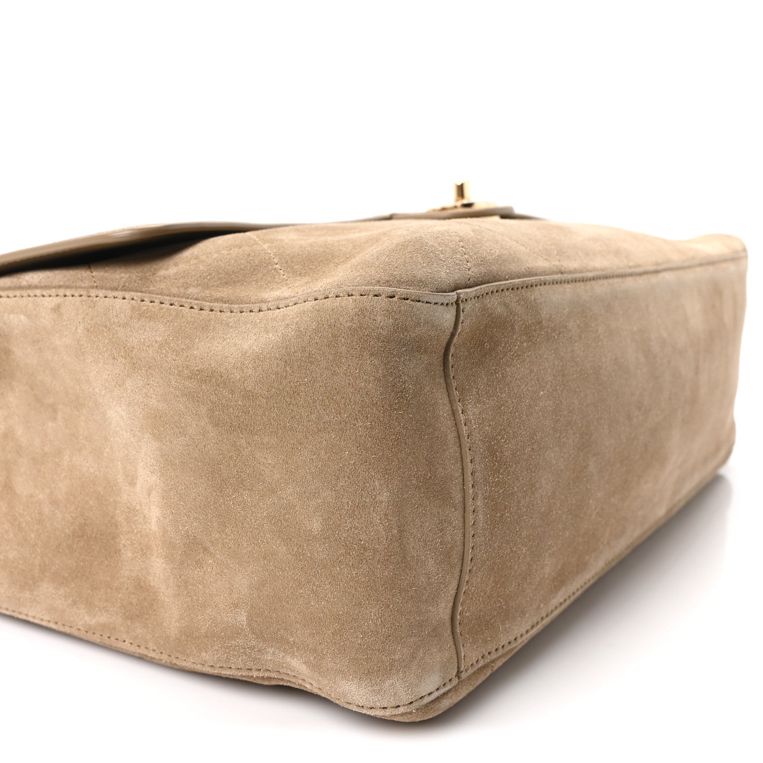 Suede Calfskin Souplissimo Maxi Flap Dark Beige