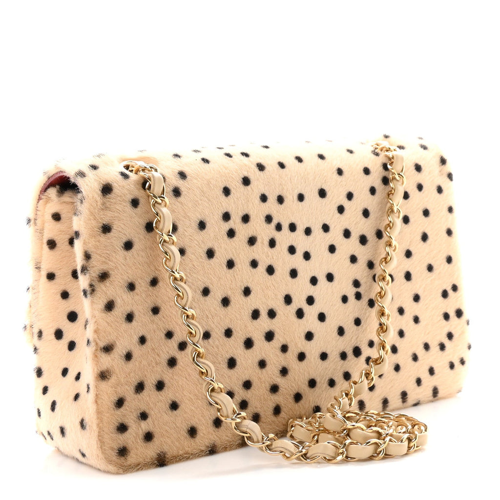 Pony Hair Cheetah Printed Creative Fabrics Flap Light Beige Black