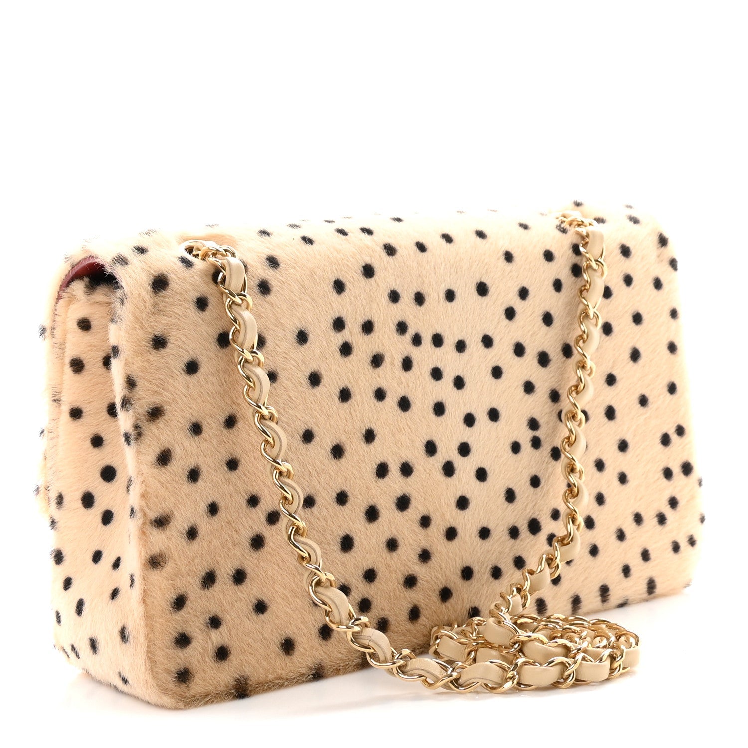 Pony Hair Cheetah Printed Creative Fabrics Flap Light Beige Black