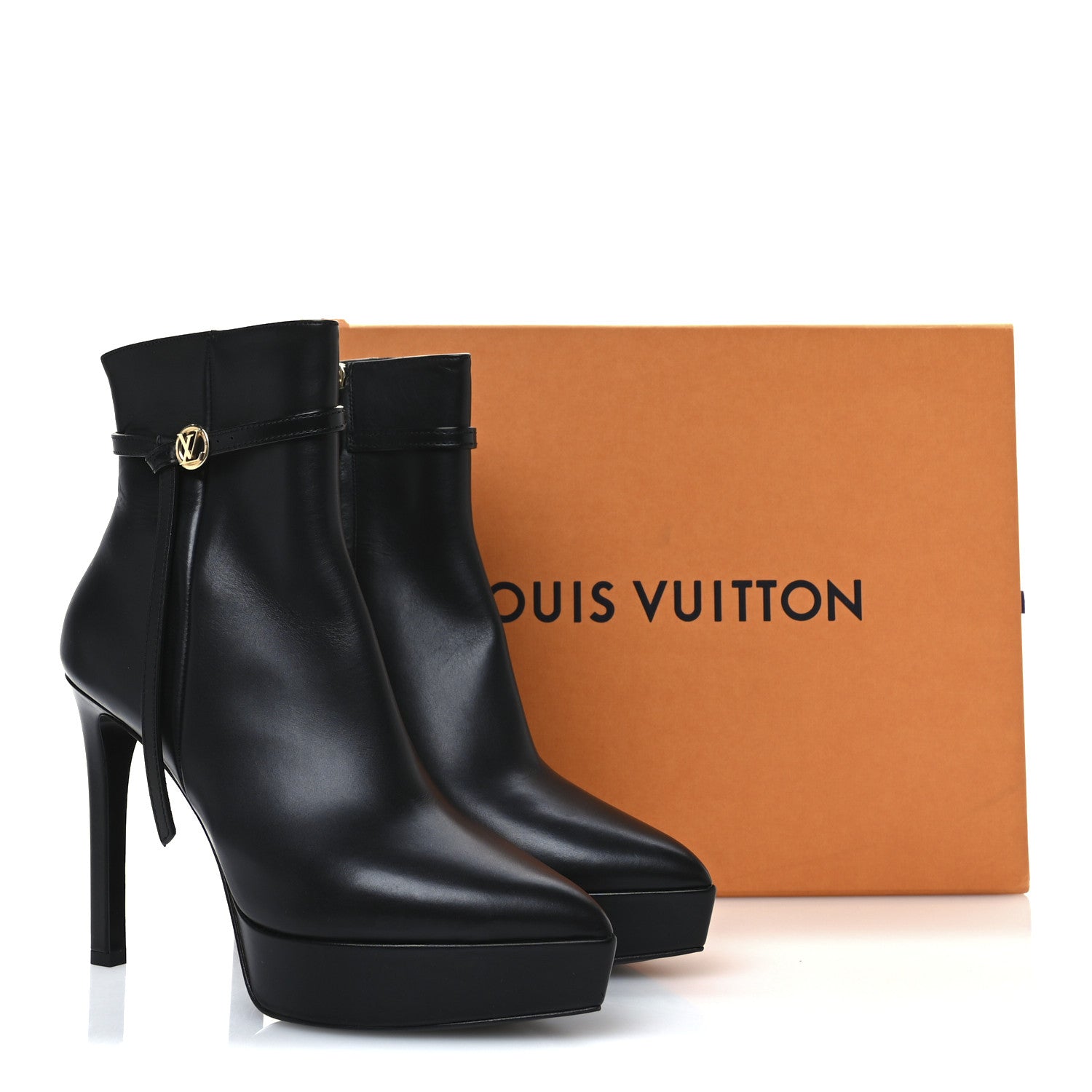 Calfskin LV Roxy Platform Ankle Boots 41 Black