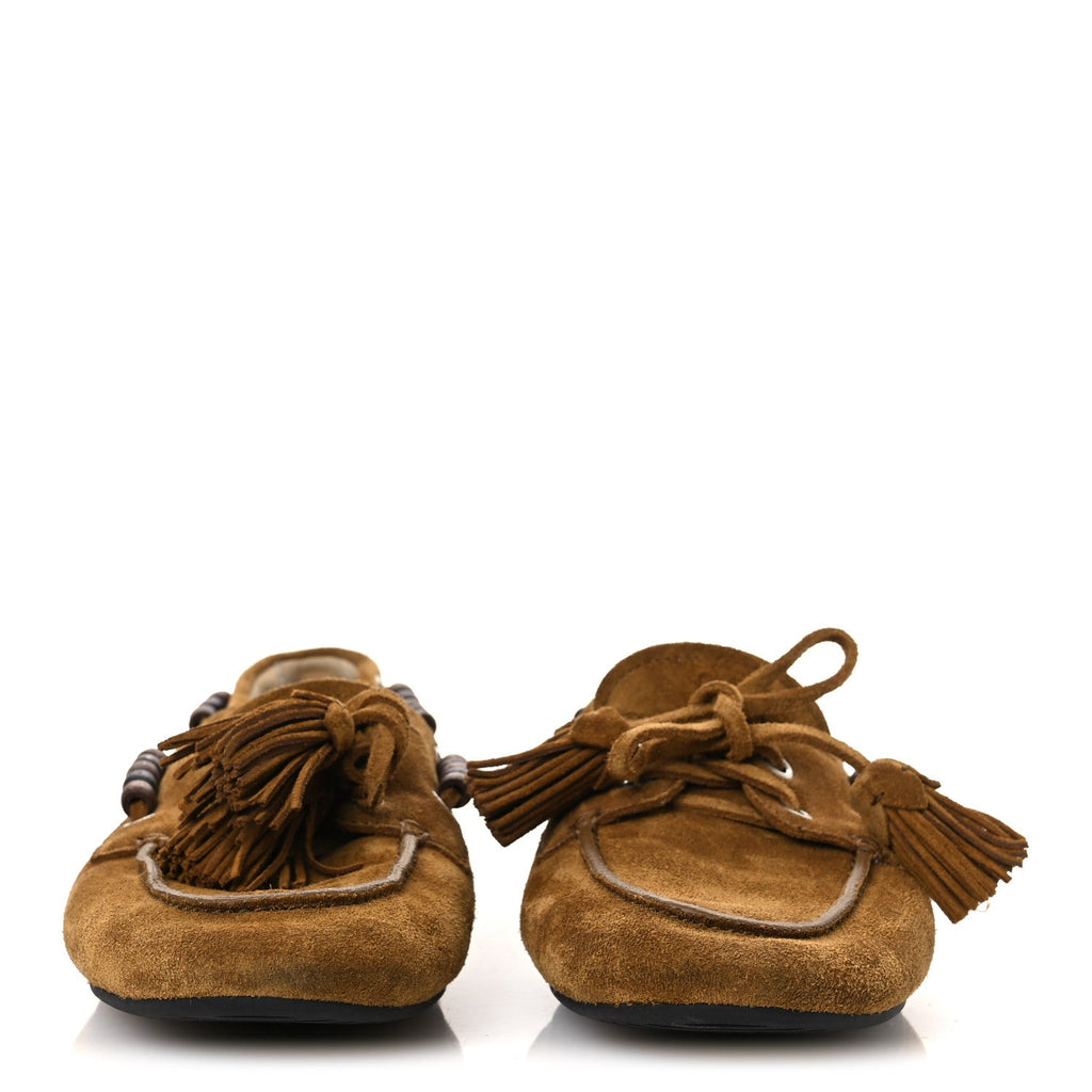 Suede Tassel Loafers 39 Olive Green