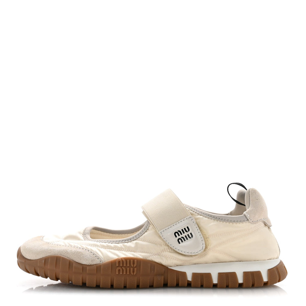 Technical Fabric Suede Womens Tyre Ballerina Flats 36.5 Ivory