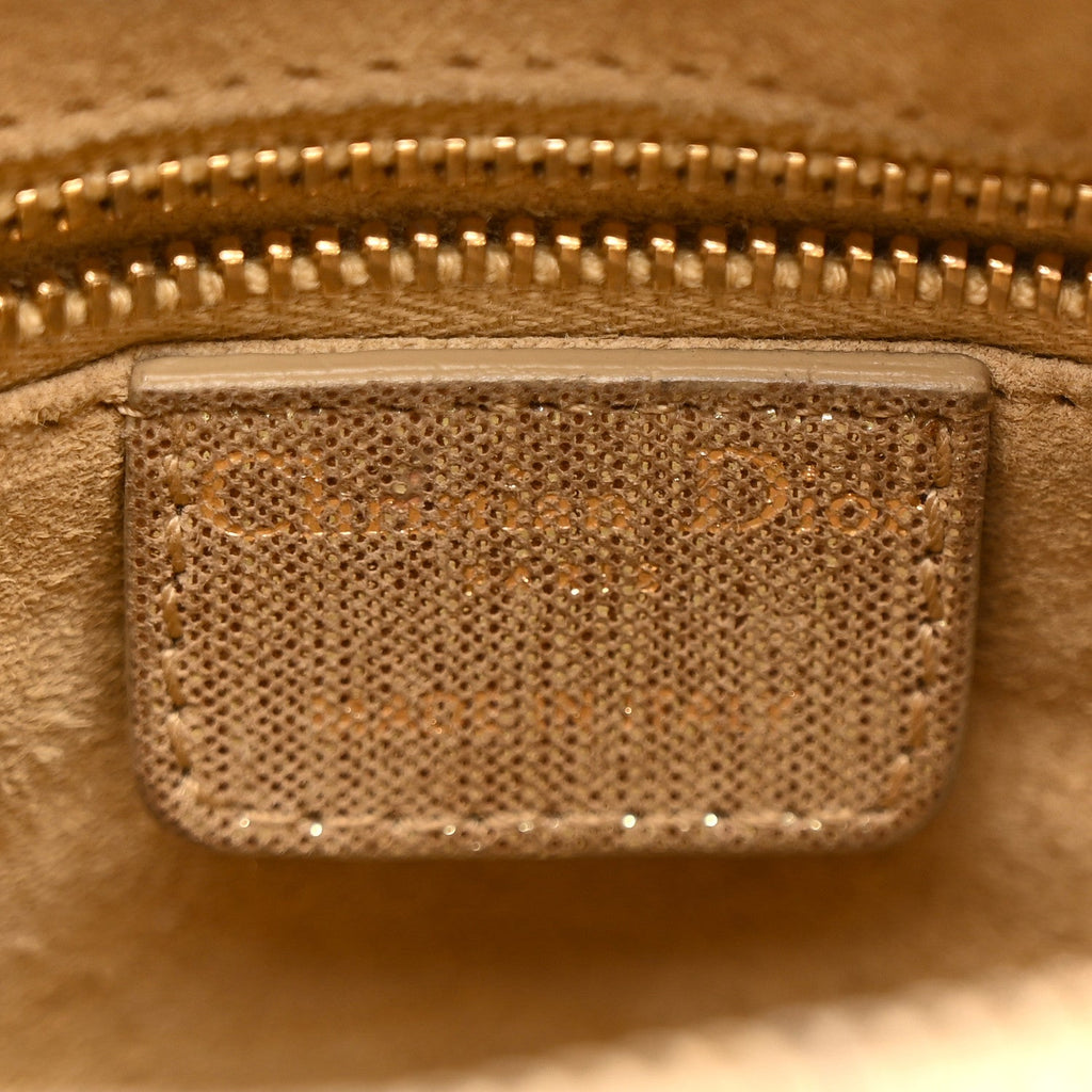 Metallic Nylon Cannage Medium Lady Dior Gold