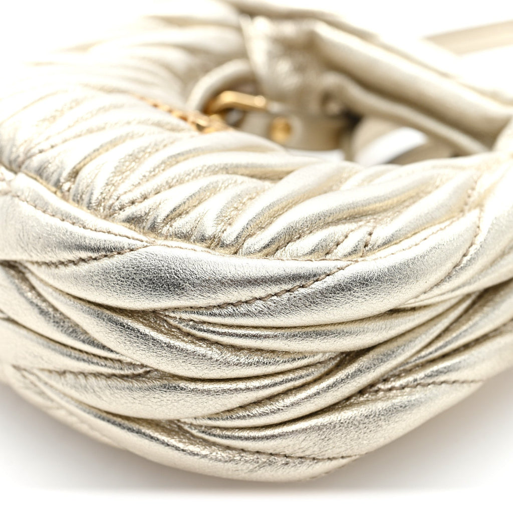 Metallic Nappa Matelasse Micro Wander Hobo Pirite Pirite