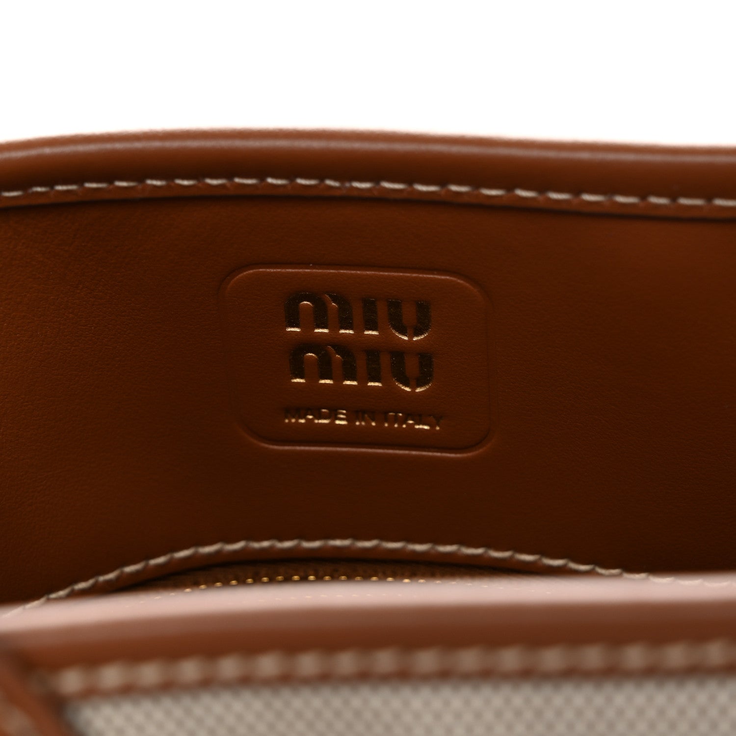 Canvas Calfskin Aventure Bag Beige Brandy