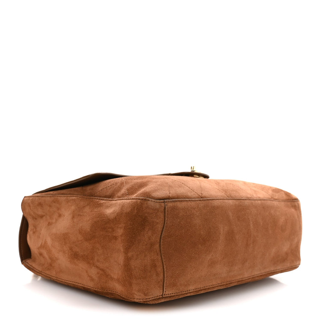 Suede Calfskin Souplissimo Maxi Flap Camel