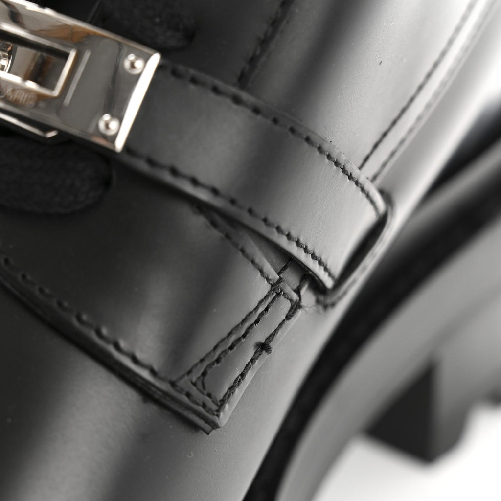 Glossed Calfskin Funk Ankle Boots 36 Black