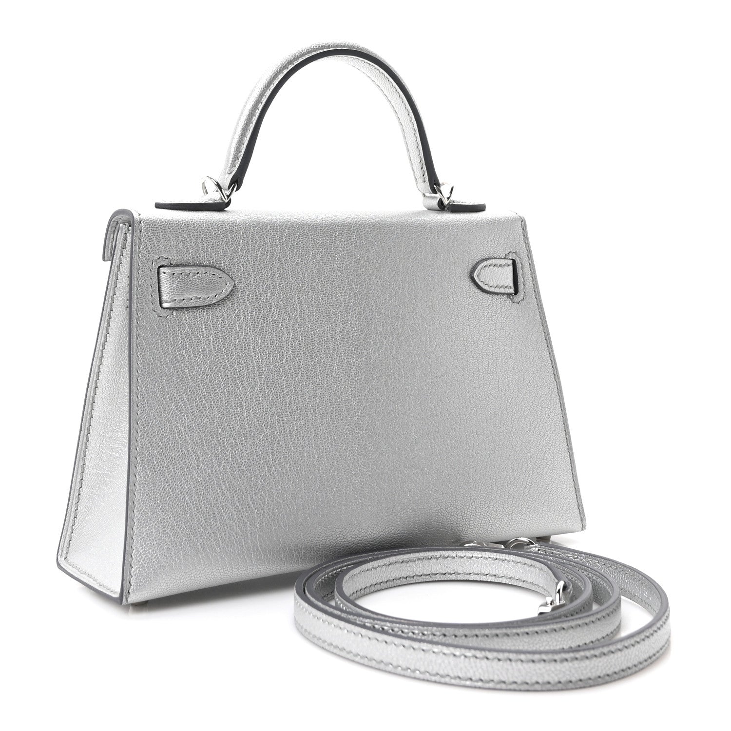 Metallic Chevre Chamkilight Mini Kelly Sellier 20 Argent