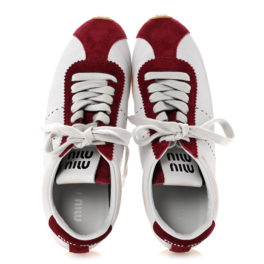 Scamosciato Womens Plume Sneakers 37.5 White Cerise