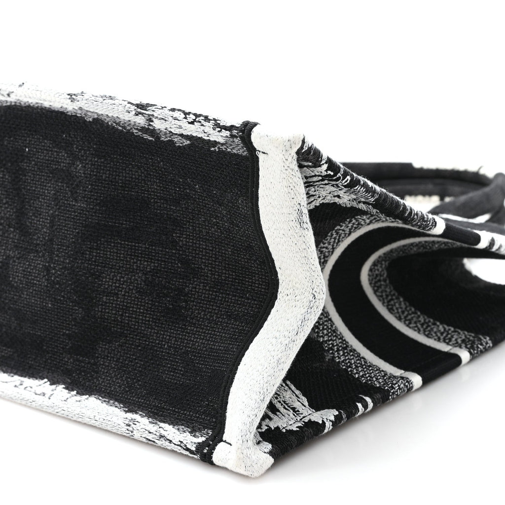 Canvas Embroidered Medium Paris Book Tote Black White