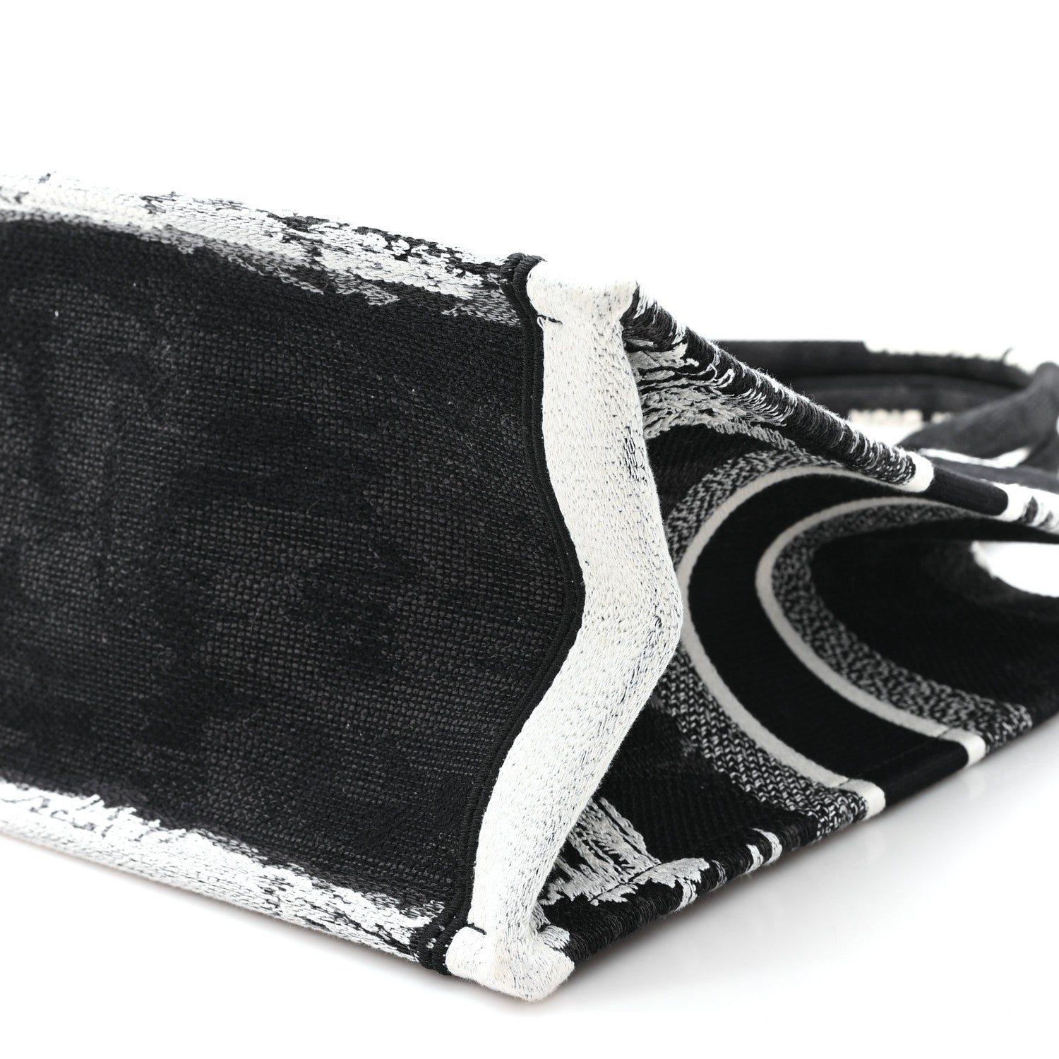Canvas Embroidered Medium Paris Book Tote Black White