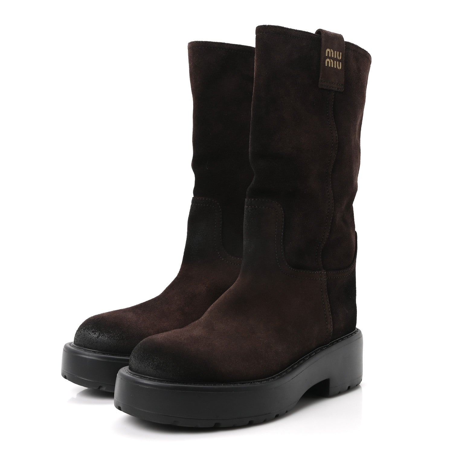 Vintage Effect Suede Mid Calf Boots  39 Morro