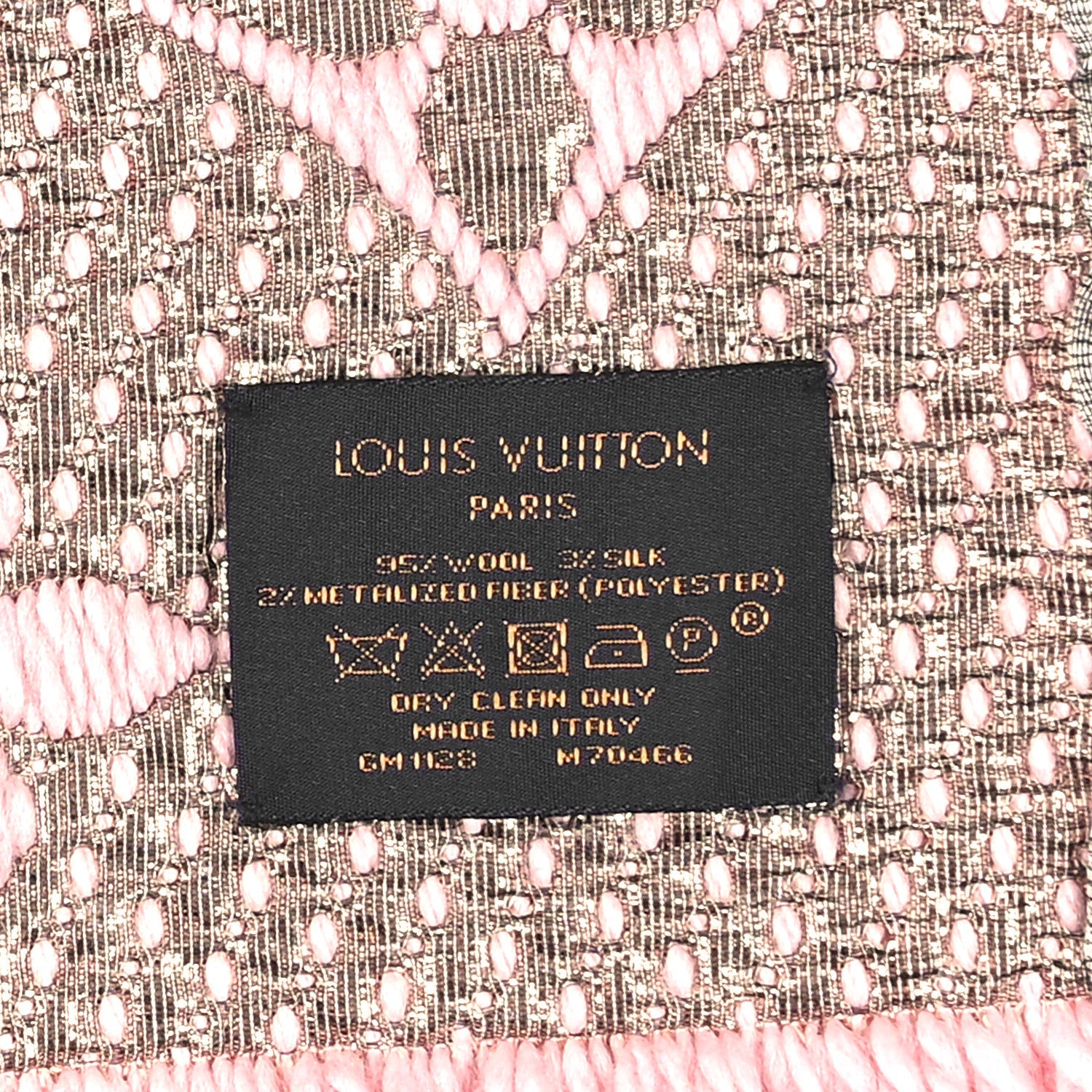 Wool Silk Logomania Shine Scarf Pink