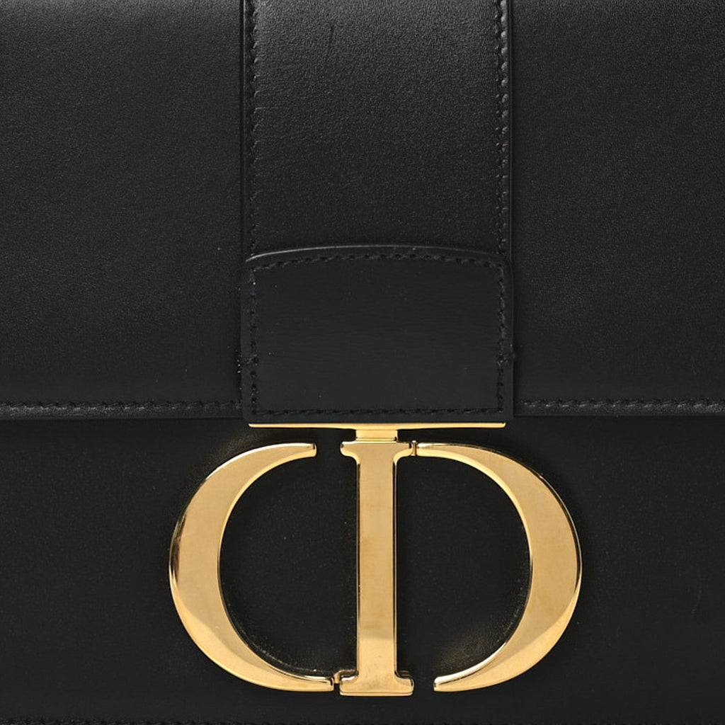 Box Calfskin 30 Montaigne Flap Bag Black