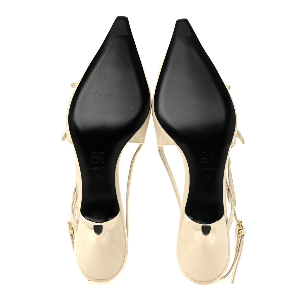 Vernice Buckle 55mm Slingback Pumps 39 White