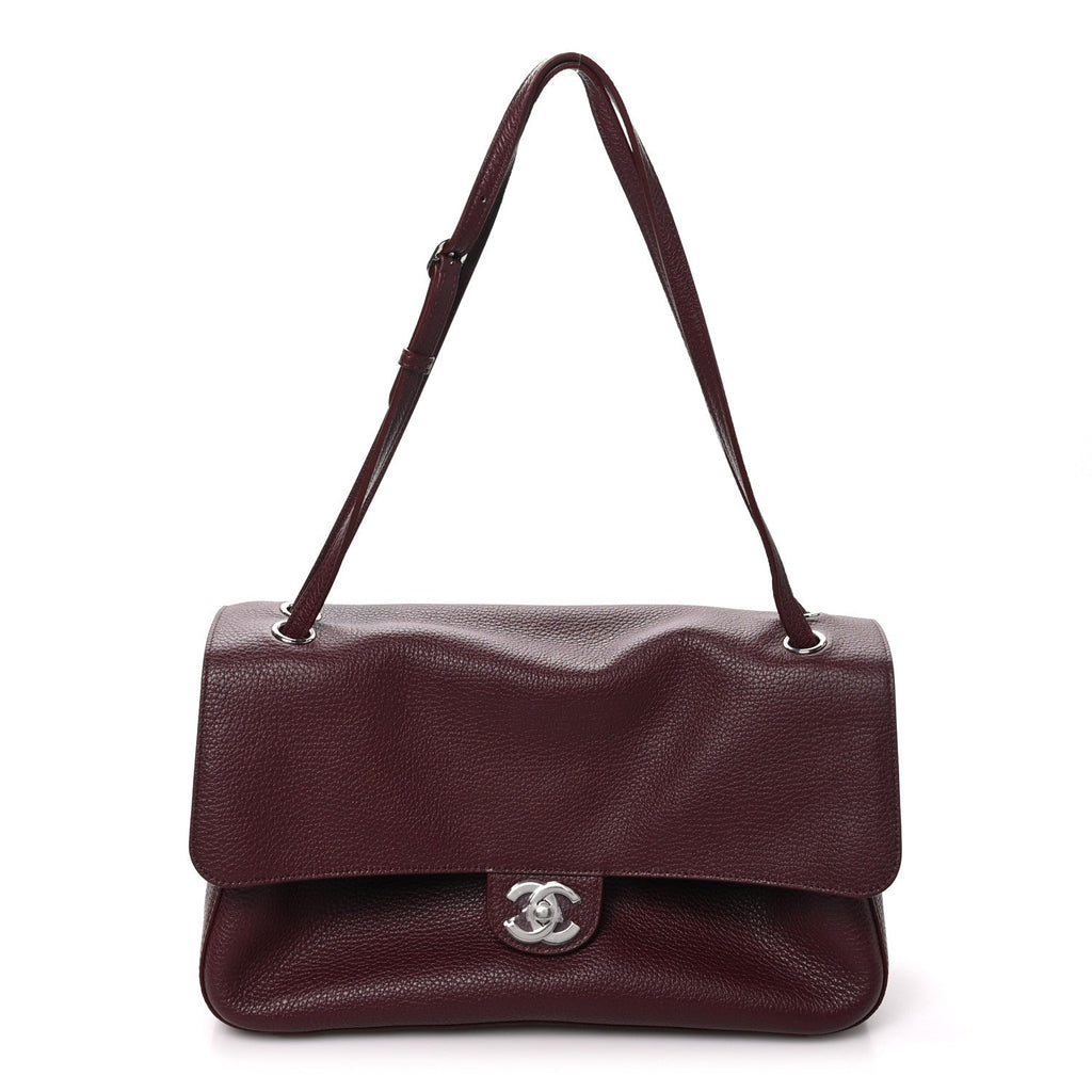 Grained Calfskin Small Souplissimo Maxi Flap Burgundy