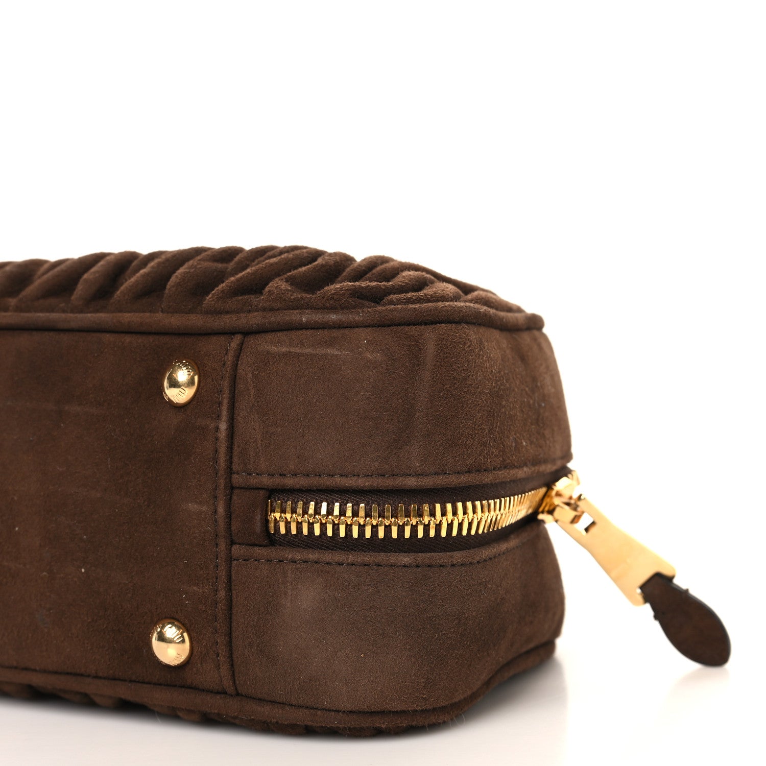 Suede Matelasse Large Arcadie Top Handle Bag Cocoa Brown