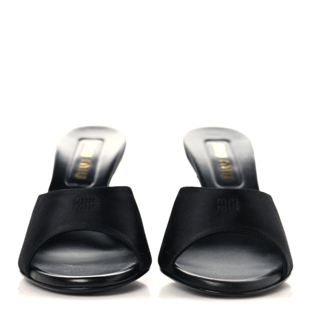 Satin Logo Sandals 38 Black