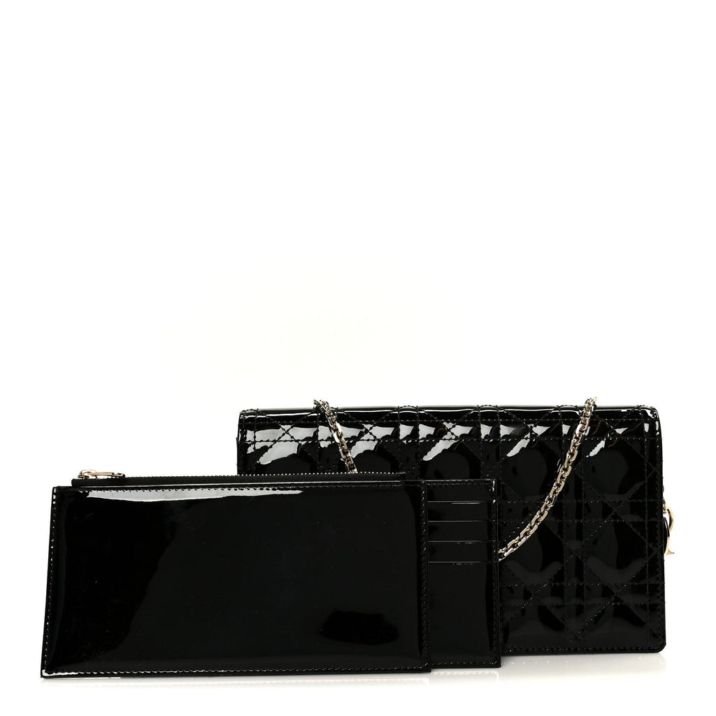 Patent Cannage Lady Dior Convertible Clutch Black