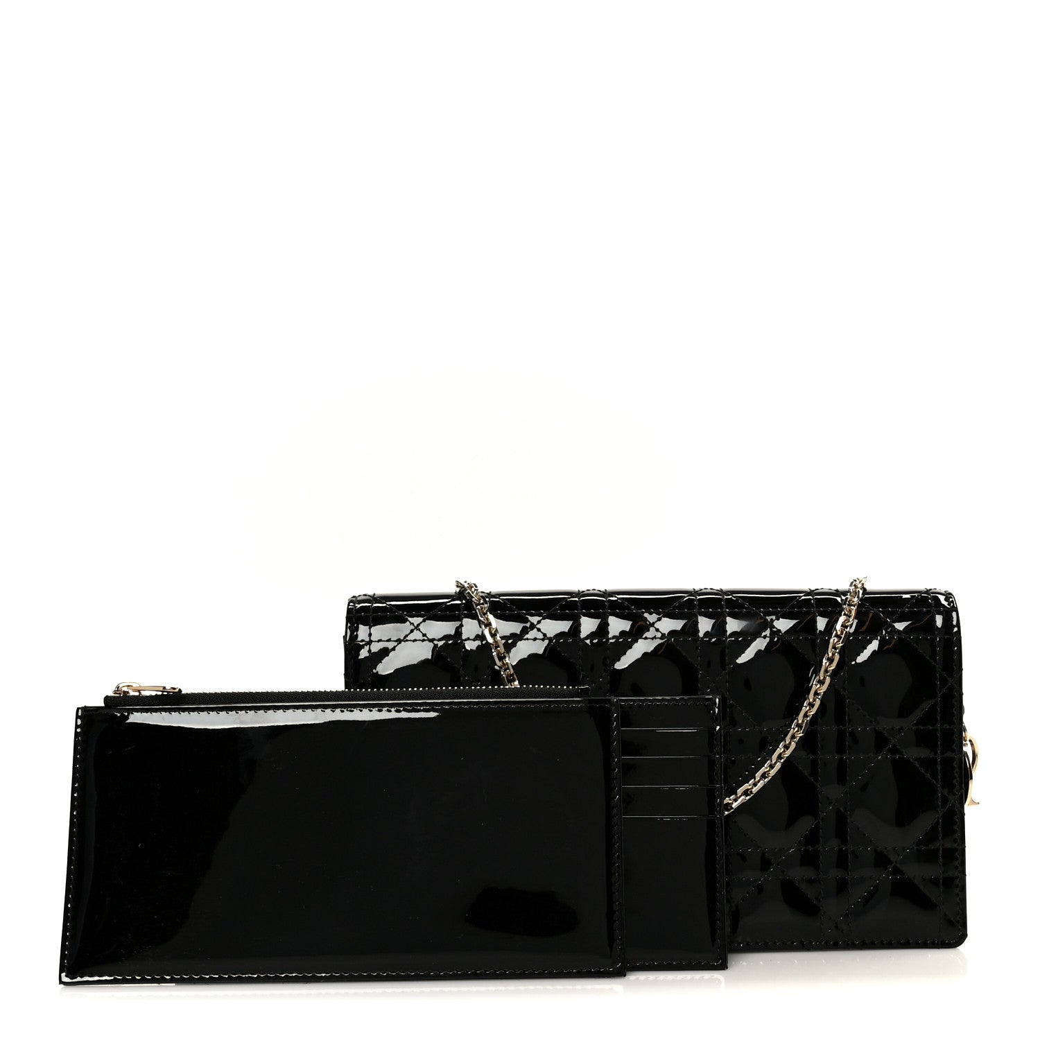 Patent Cannage Lady Dior Convertible Clutch Black