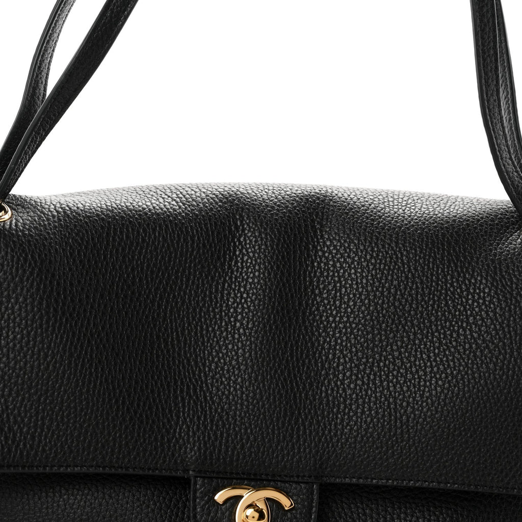 Grained Calfskin Small Souplissimo Maxi Flap Black