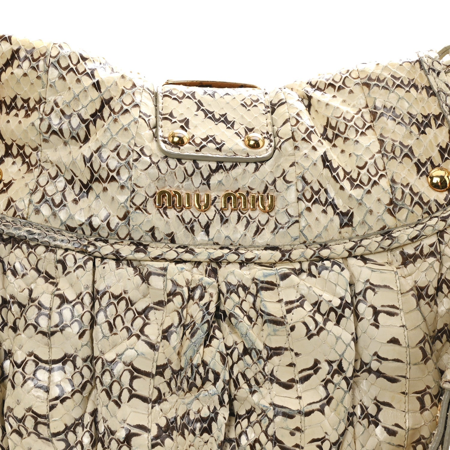 Snakeskin Small Matelasse Coffer Hobo Beige
