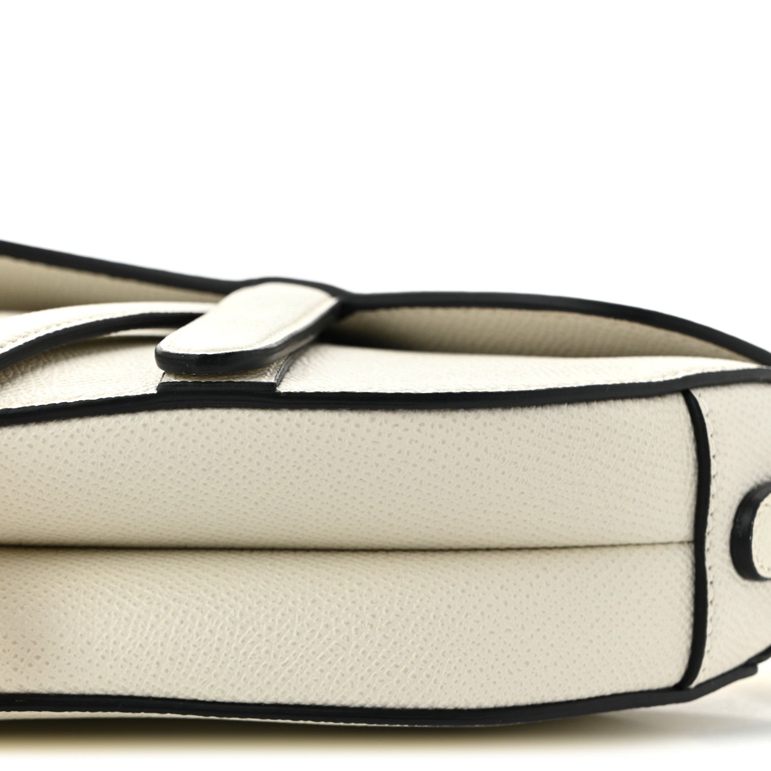 Grained Calfskin Mini Saddle Bag White