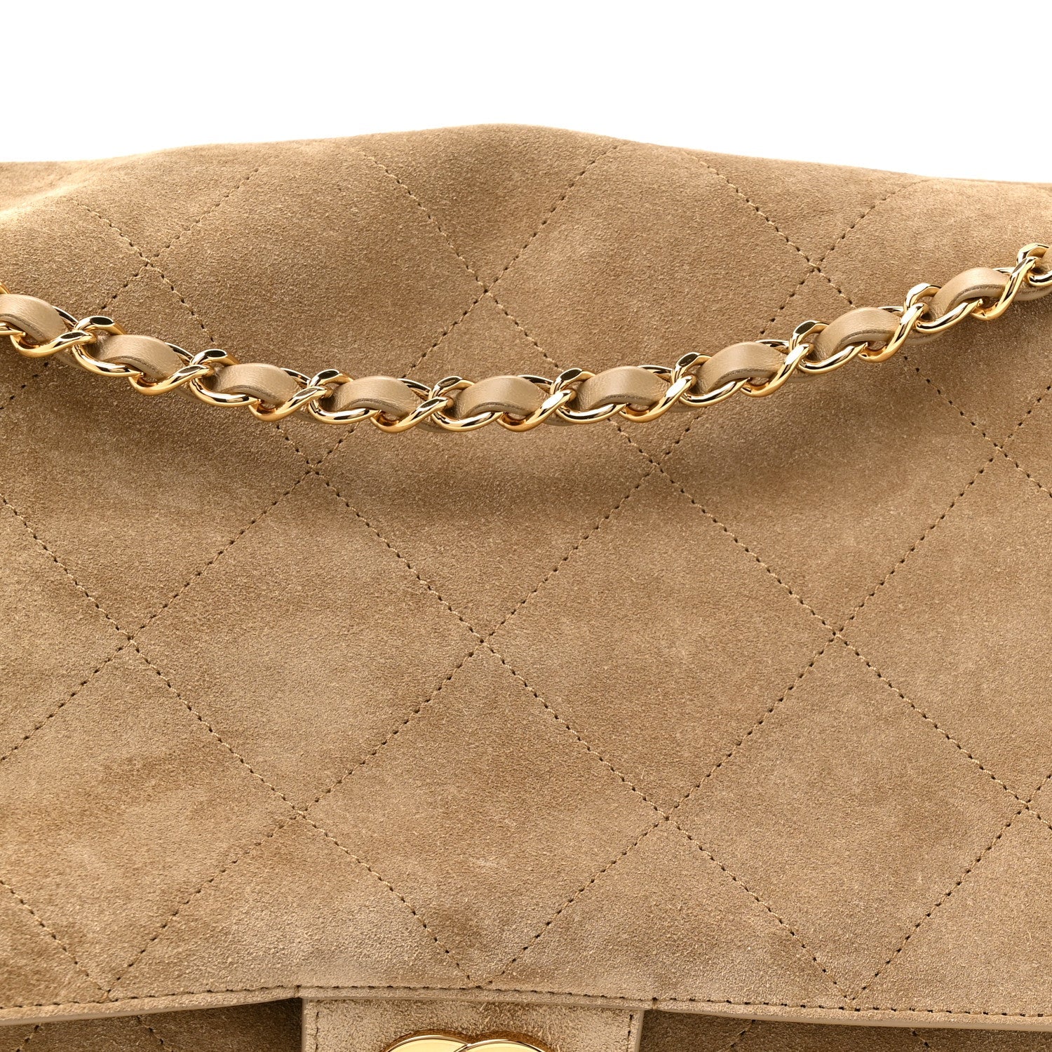 Suede Calfskin Souplissimo Maxi Flap Dark Beige