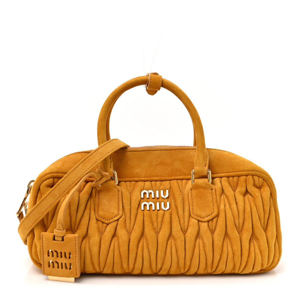 Suede Matelasse Large Arcadie Top Handle Bag Whiskey