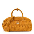 Suede Matelasse Large Arcadie Top Handle Bag Whiskey