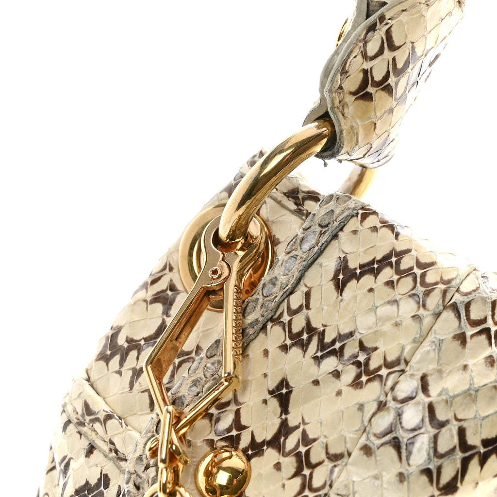 Snakeskin Small Matelasse Coffer Hobo Beige