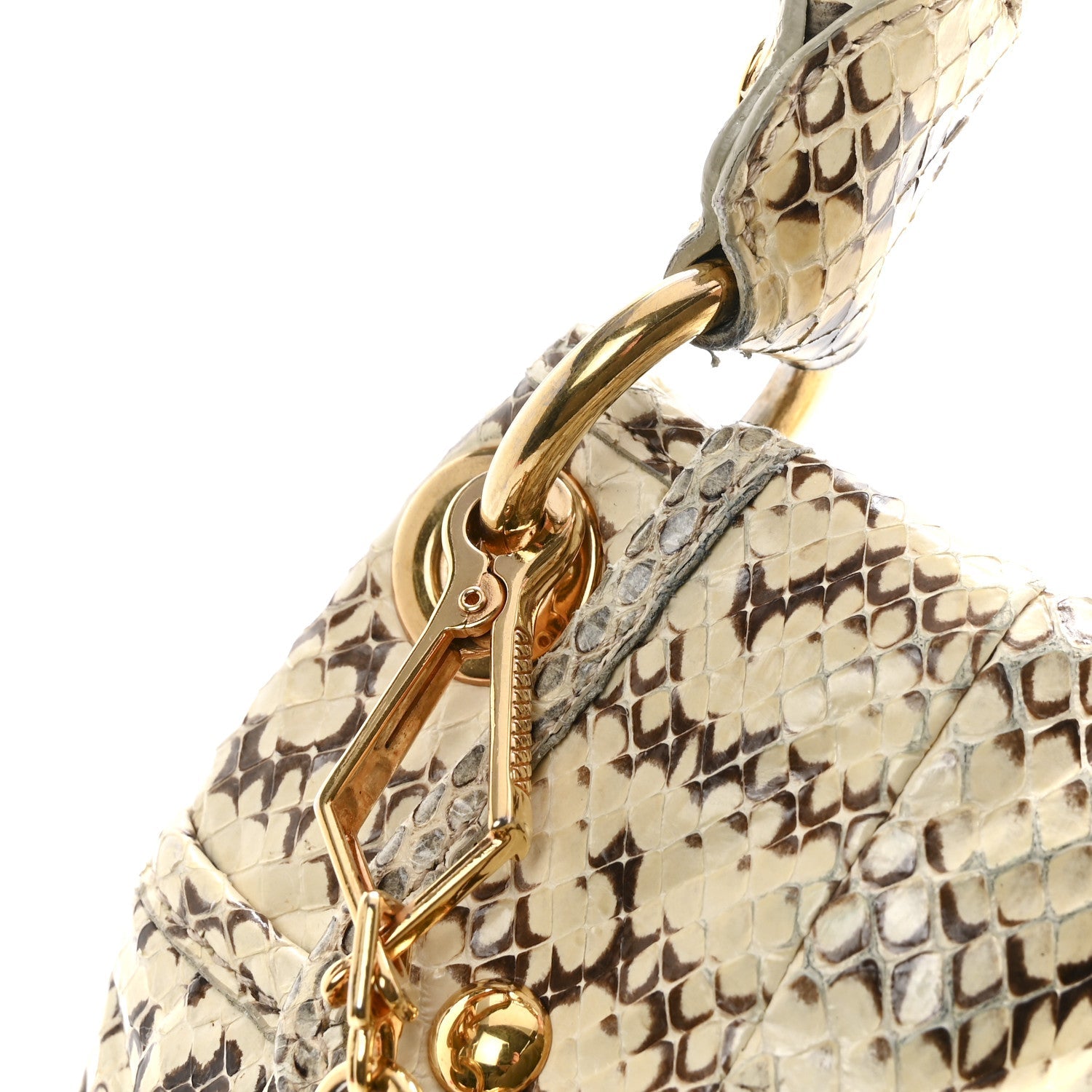 Snakeskin Small Matelasse Coffer Hobo Beige