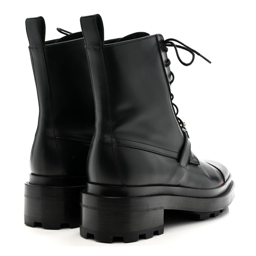 Glossed Calfskin Funk Ankle Boots 37.5 Black