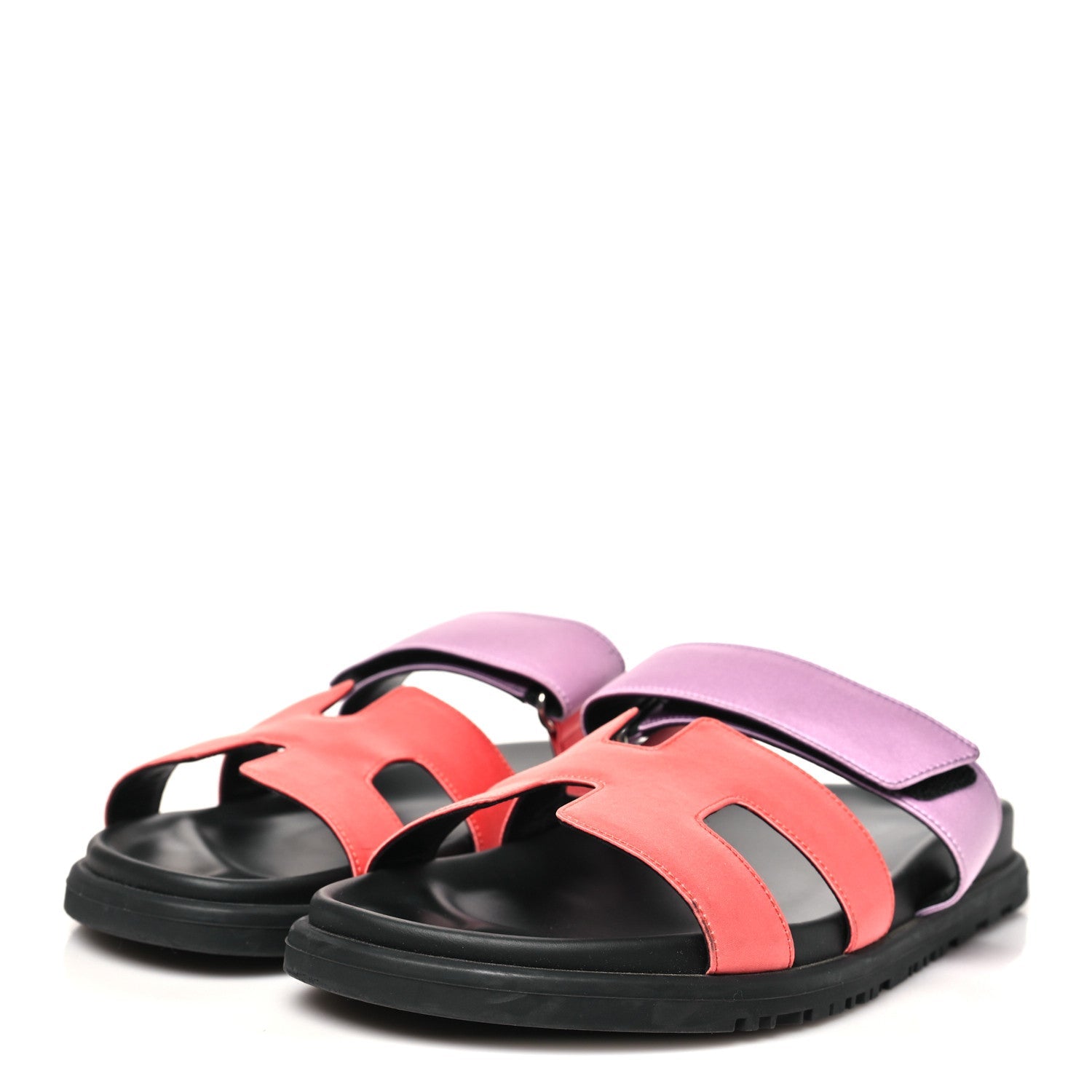 Satin Crepe Chypre Sandals 37.5 Rose Peche Violet Petale