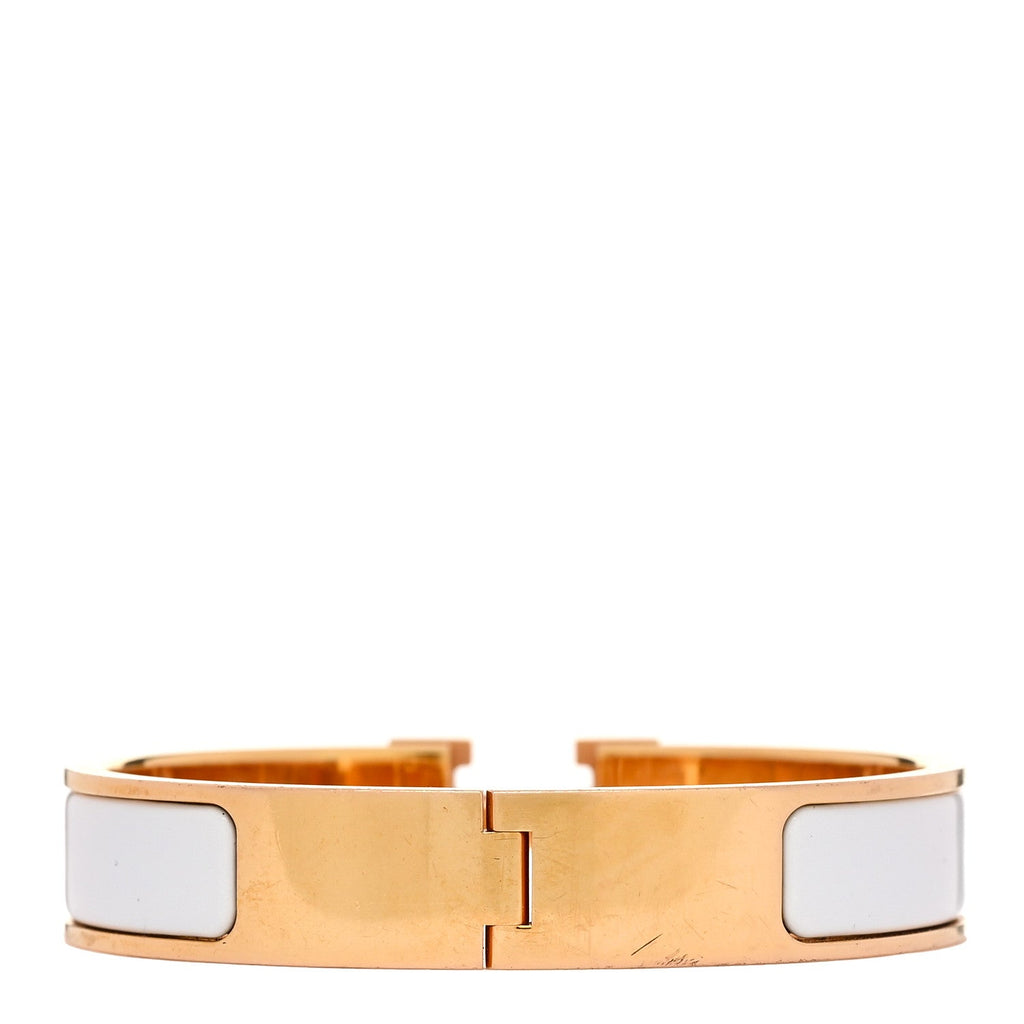 Enamel Narrow Clic Clac H Bracelet PM White