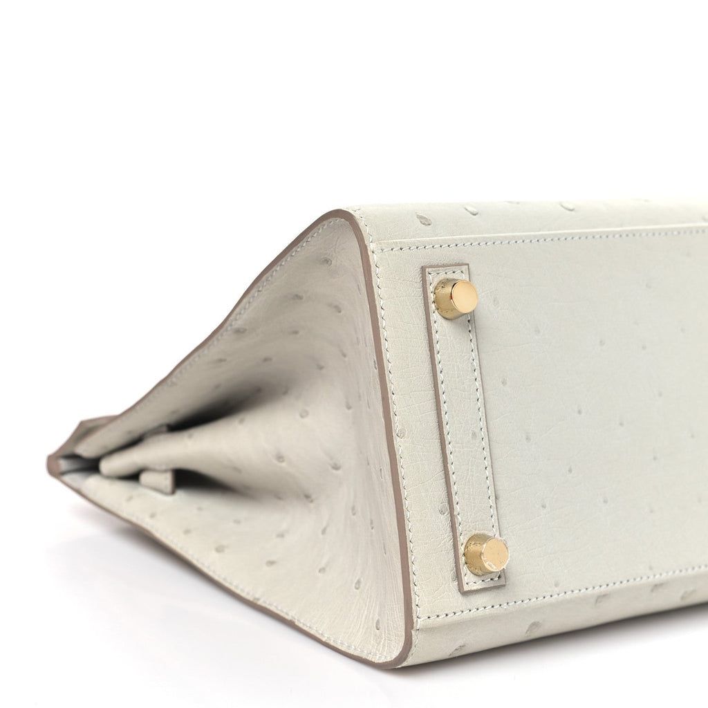 Ostrich Birkin Sellier 25 Gris Perle
