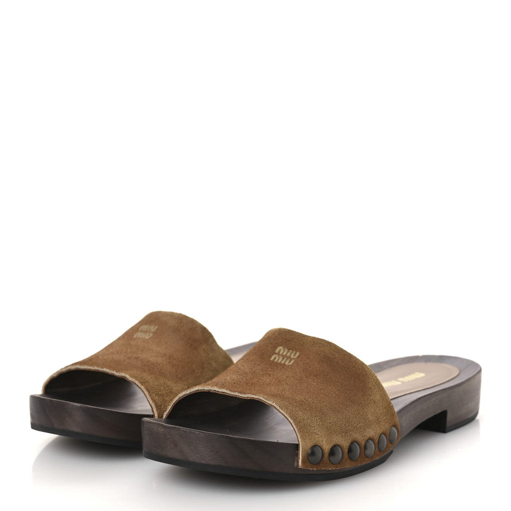 Suede Logo Slide Clogs 37 Cannella